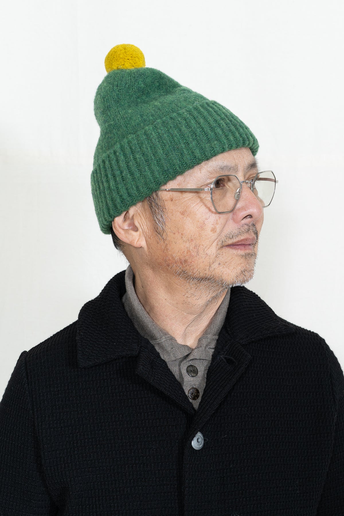Jo Gordon Plain Hat Contrast Pompom in Asparagus