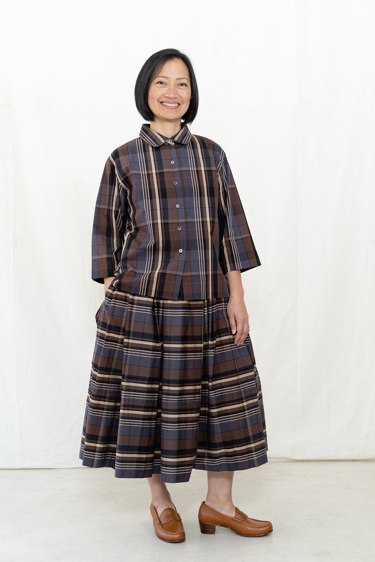 UQNATU Cocoa Madras Camp Shirt