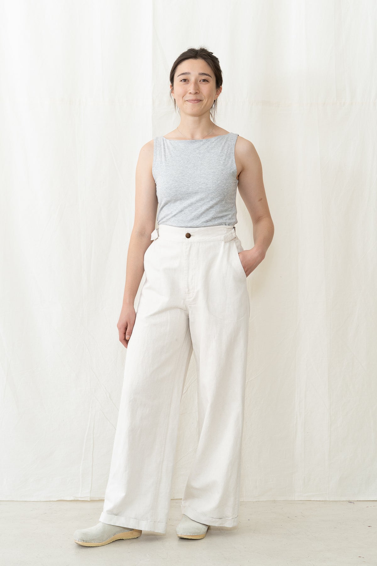 HYE SUN MUN Atelier Wide Pants in Off White