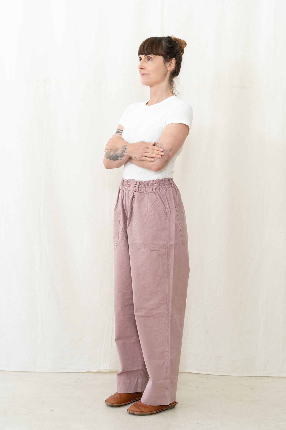 Kappy One Tuck Wide Fatigue Pants in Lt Pink