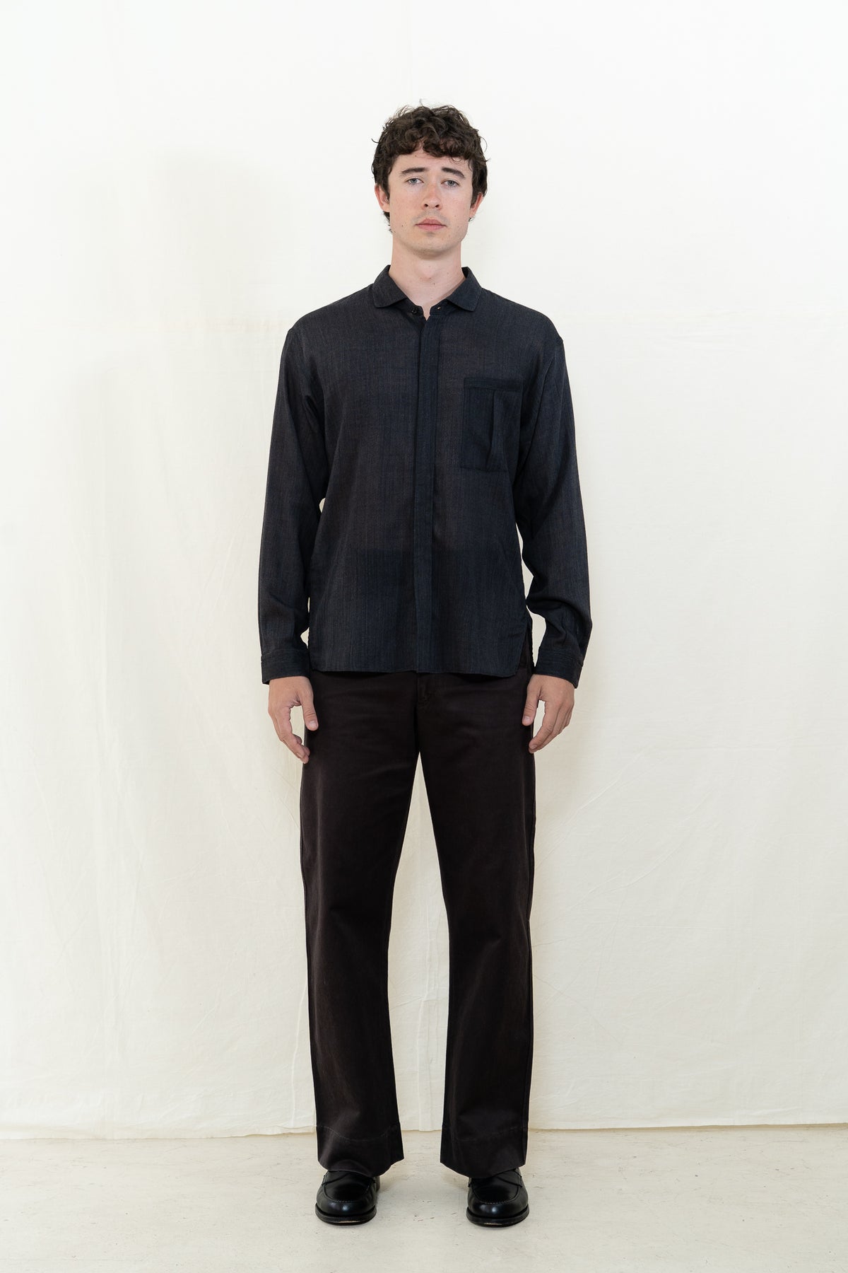 MotivMfg Shura Wool Twill Shirt in Charcoal