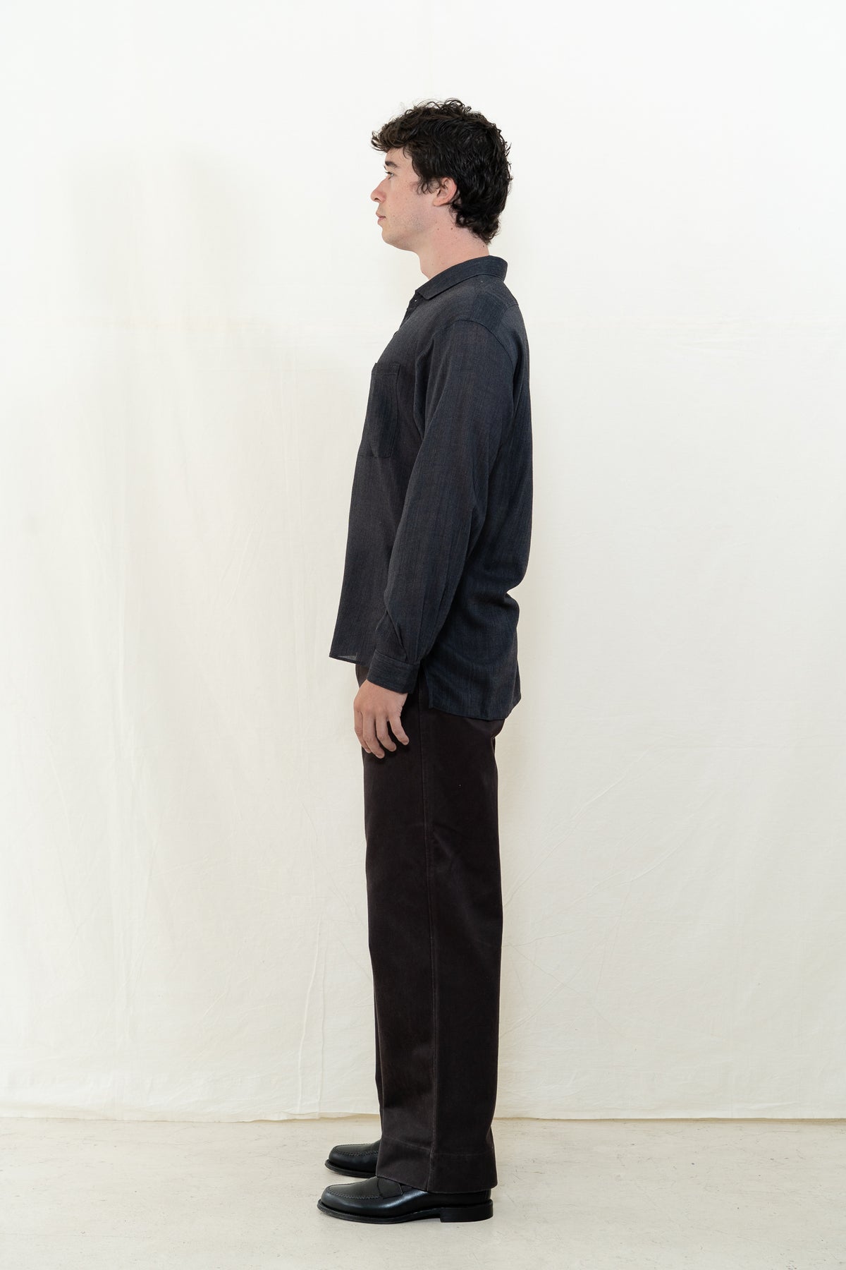 MotivMfg Shura Wool Twill Shirt in Charcoal