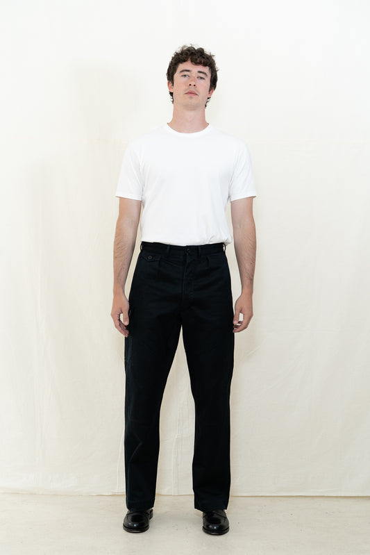 MotivMfg Dessin Sateen Army Trousers in Black