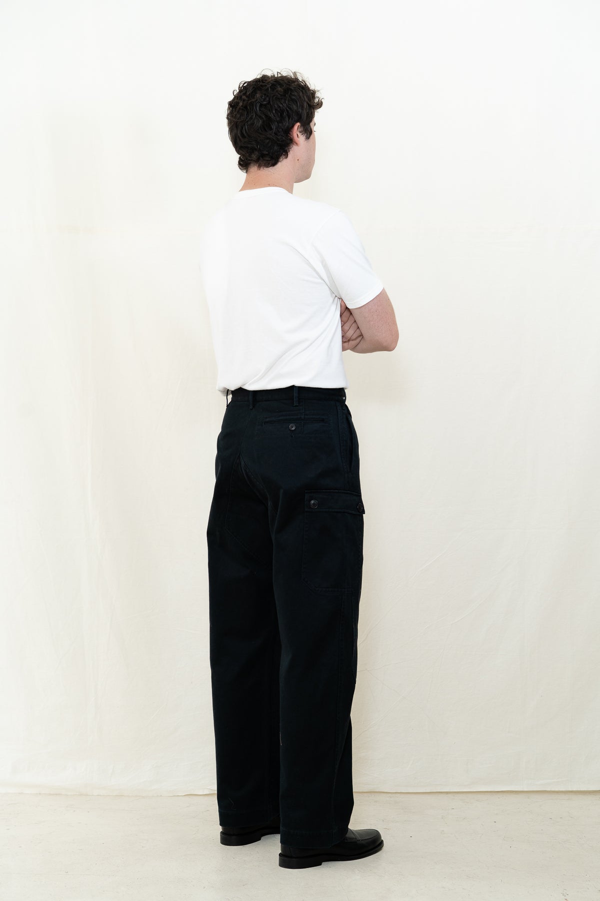 MotivMfg Dessin Sateen Army Trousers in Black