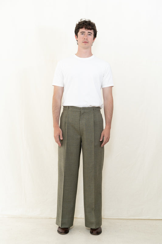 MotivMfg Mono Micro Check Trousers in Sage