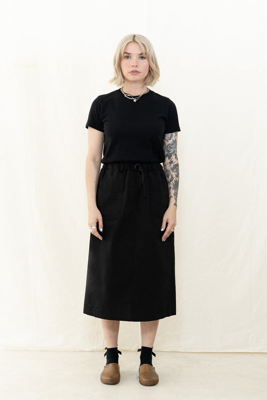 KAPPY Cotton Fatigue Skirt in Black