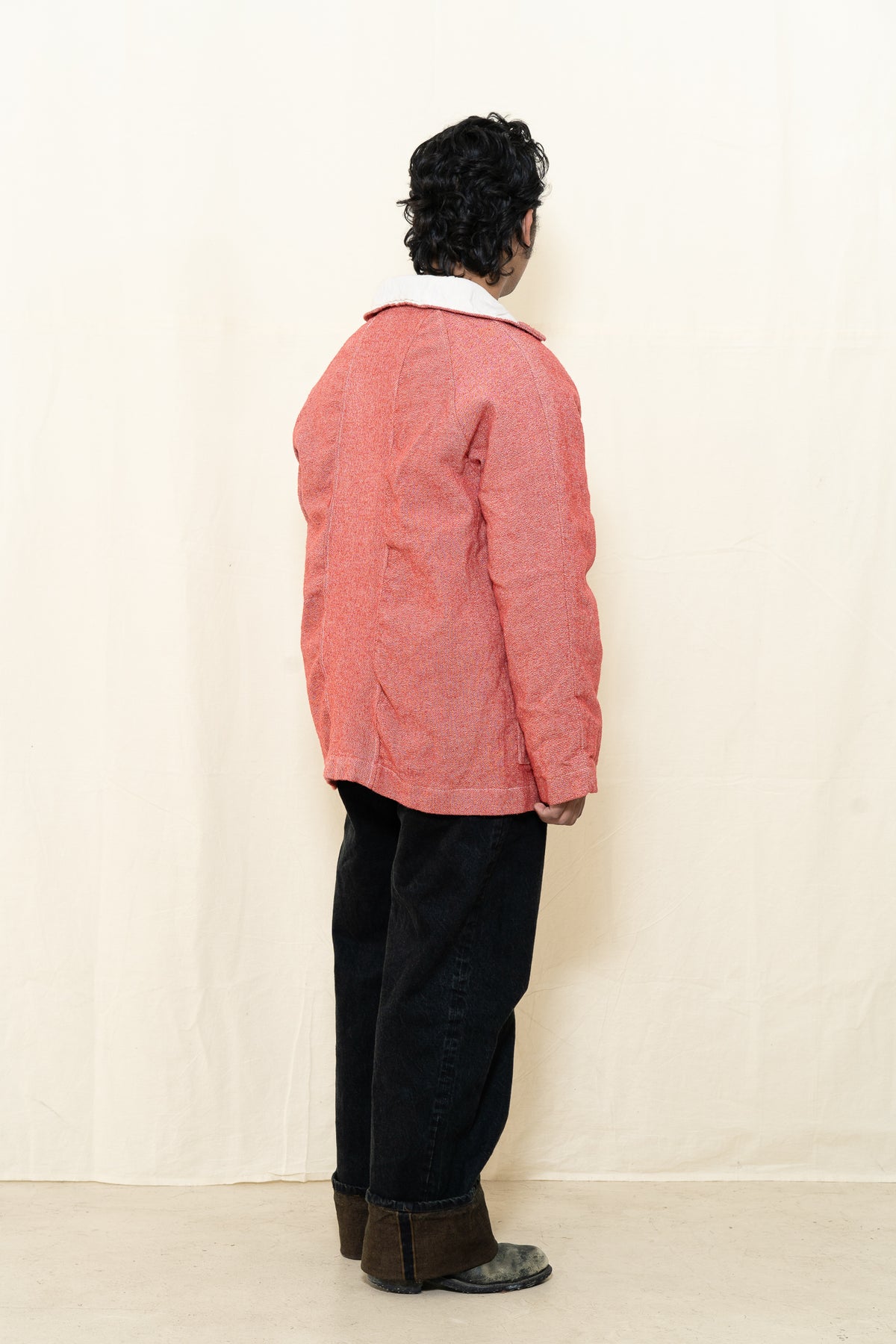 Tender Collared Drafting Coat in Red Twill
