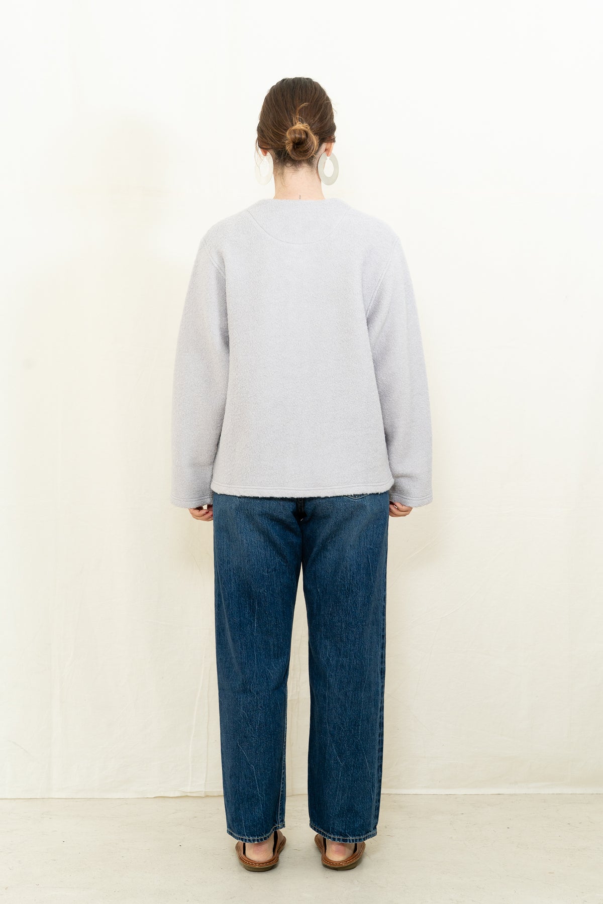 Chimala Sheep Pile Snap Cardigan in Gray