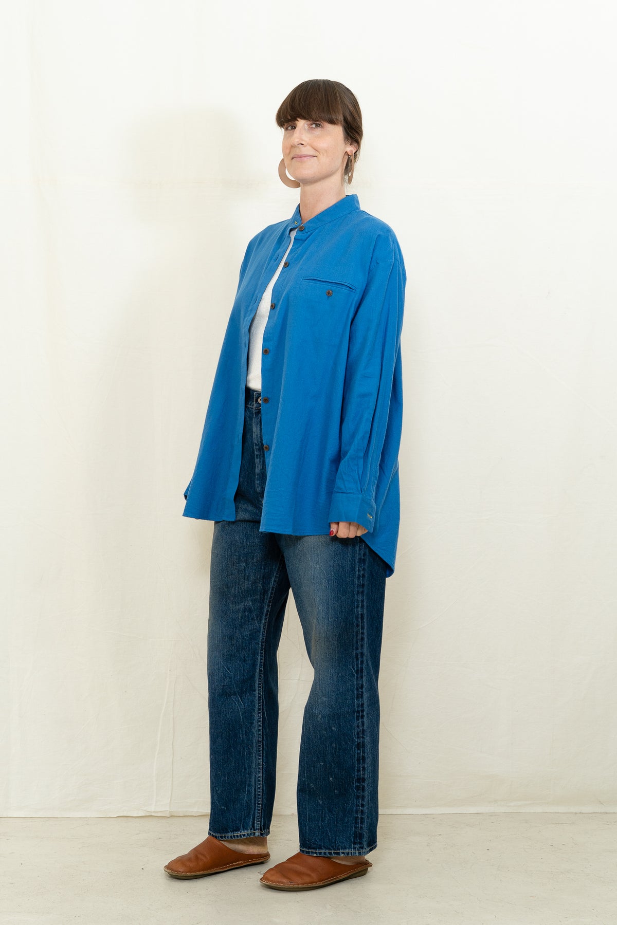 SARAHWEAR Flannel Potter's Shirt in Blue