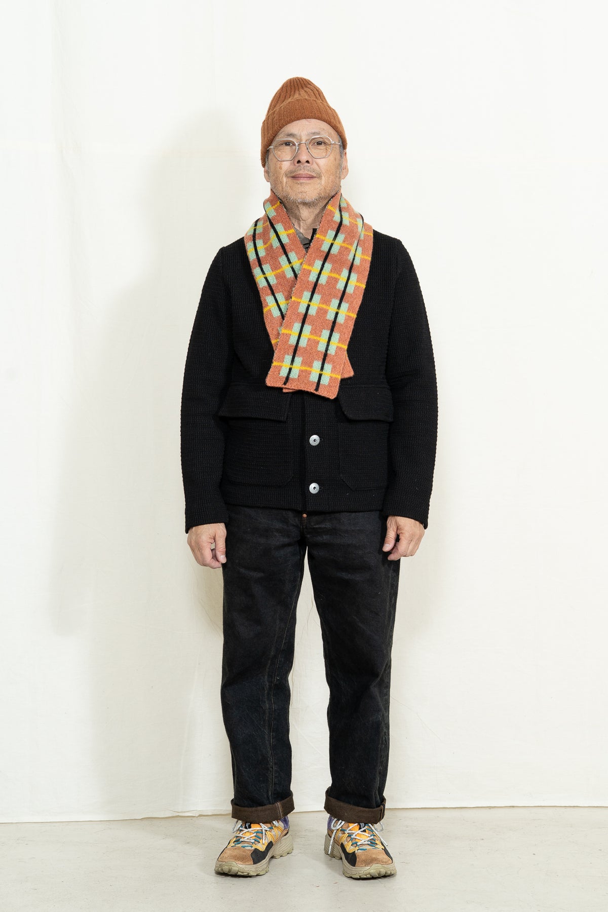Jo Gordon Brushed Tartan Scarf in Oatmeal