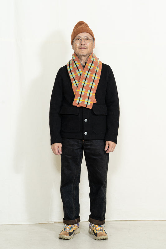 Jo Gordon Brushed Tartan Scarf in Iron Oxide