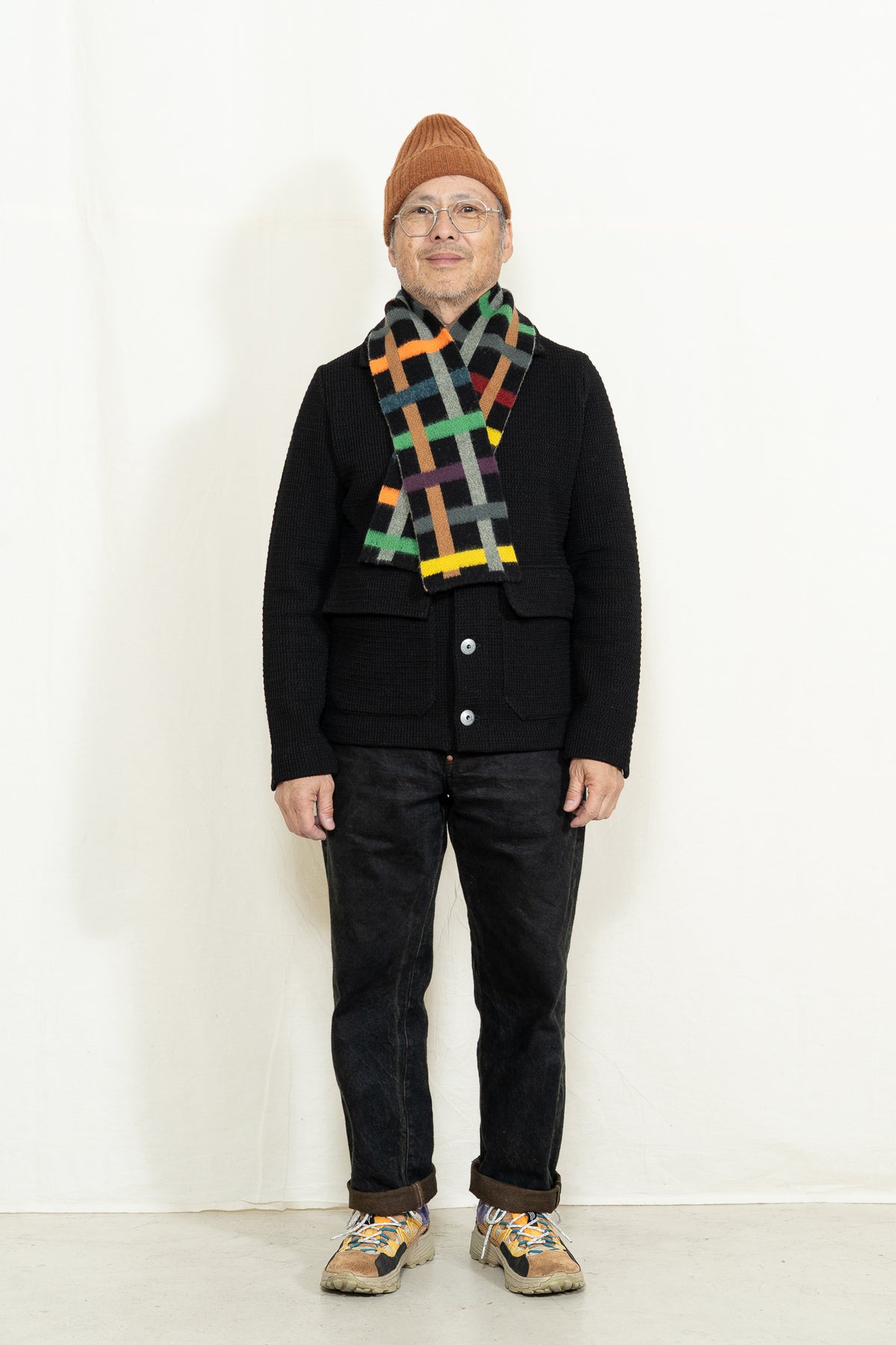 Jo Gordon Brushed  Weave Scarf in Black