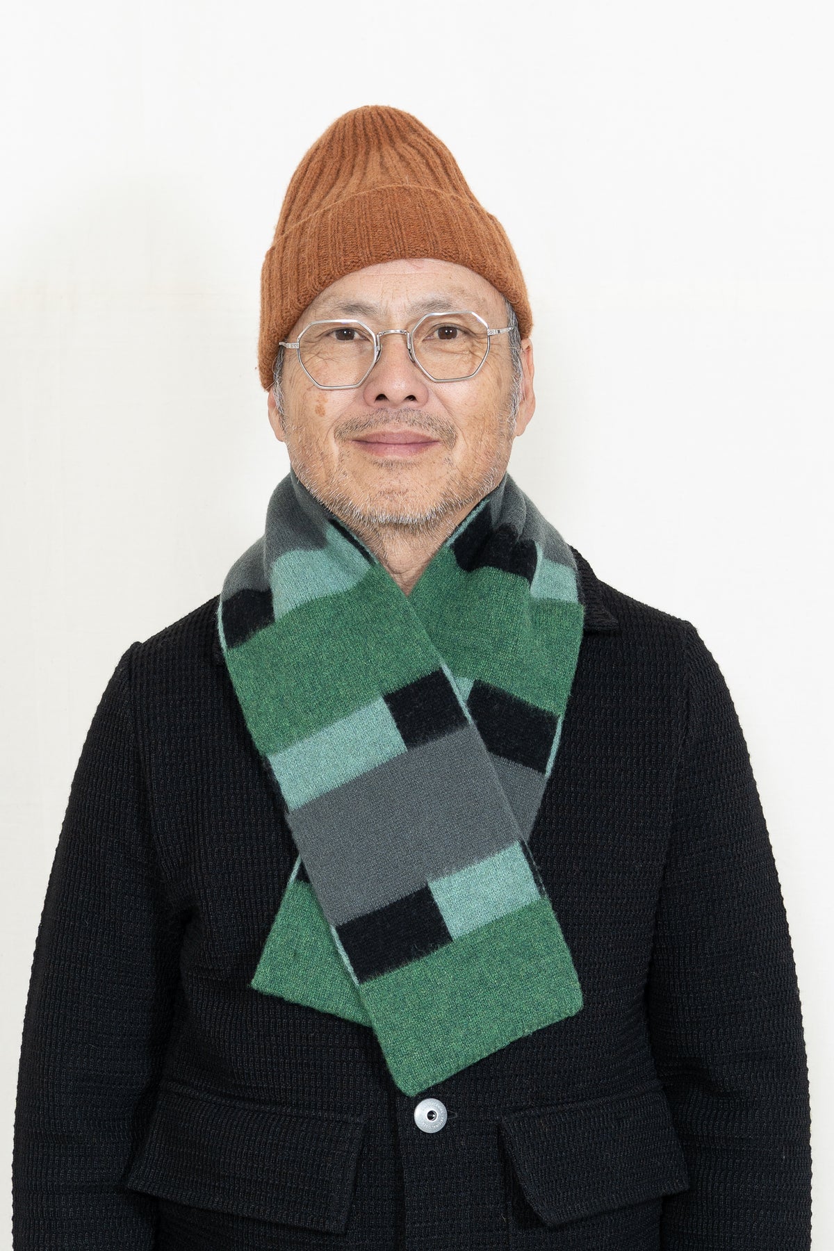 Jo Gordon Split Stripe Scarf in Asparagus and Drill Grey