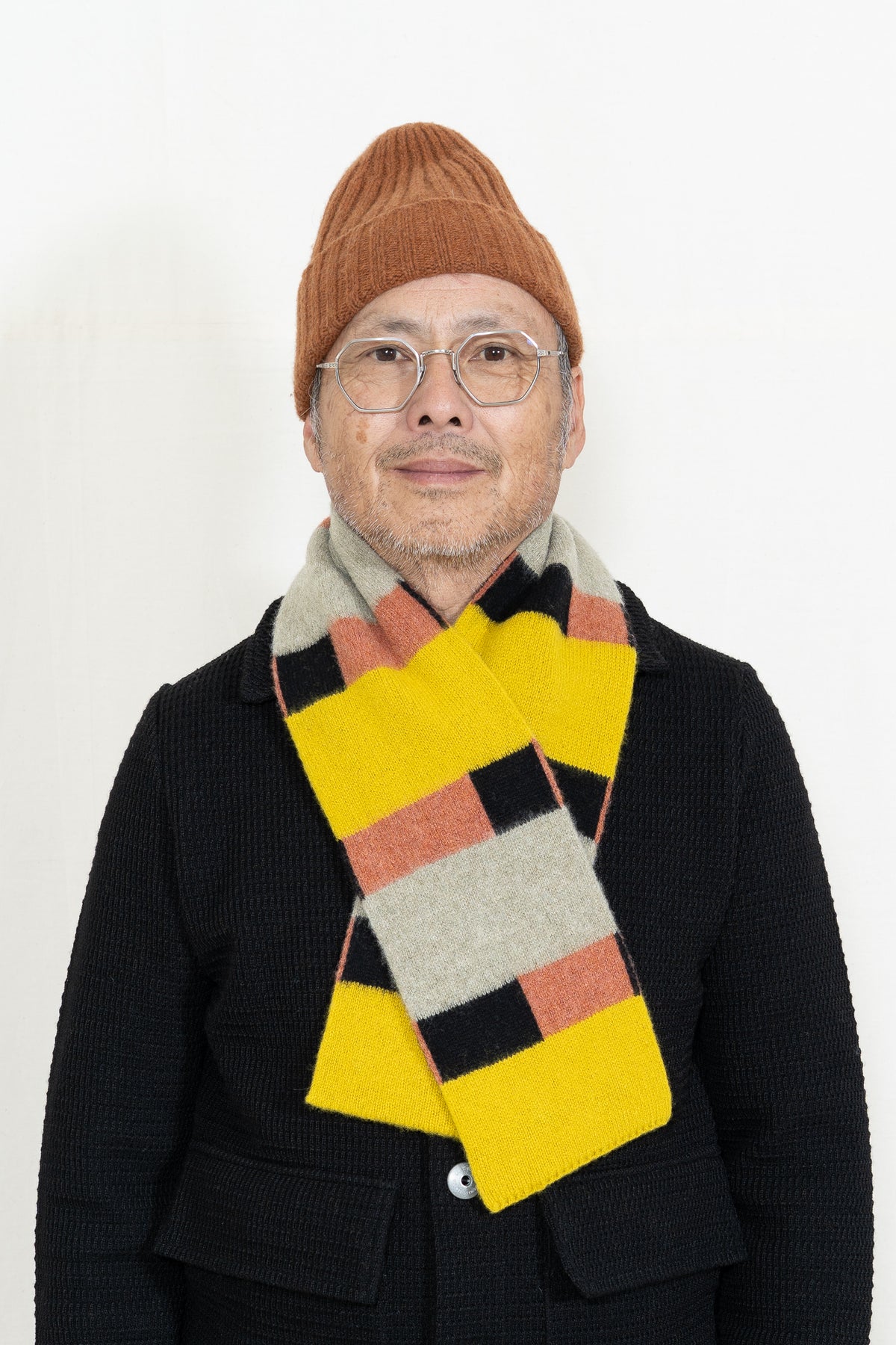 Jo Gordon Split Stripe Scarf in Turmeric and Greensand