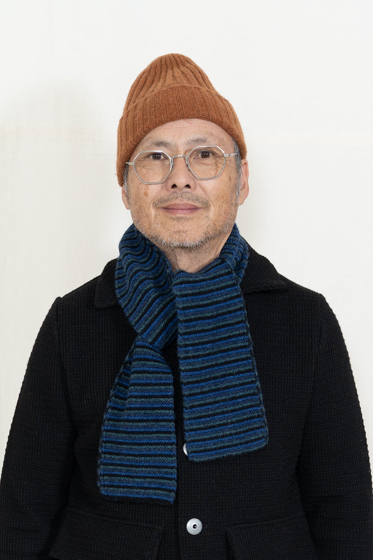 Jo Gordon Multicolor Garter Stitch Scarf in Dark