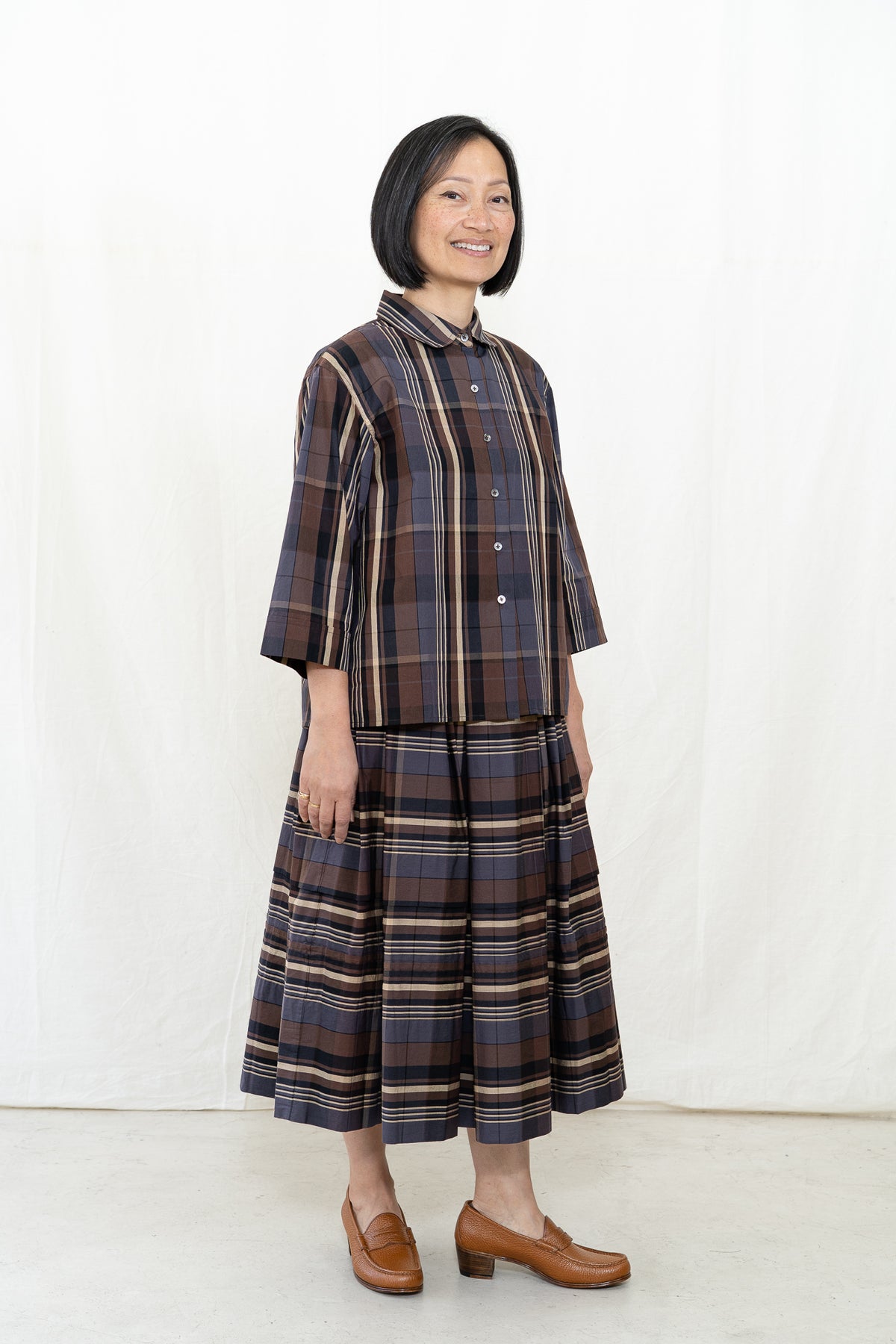 UQNATU Cocoa Madras Camp Shirt