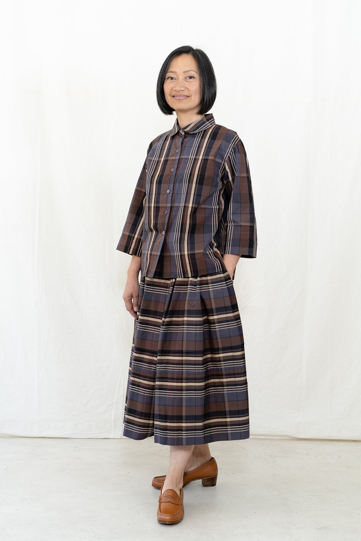 UQNATU Cocoa Madras Belle Skirt w/Tucks