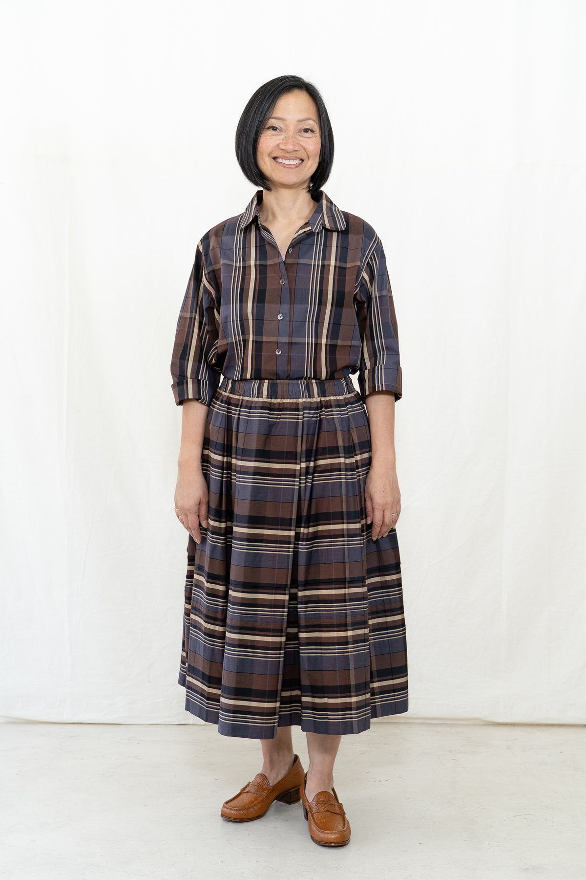 UQNATU Cocoa Madras Belle Skirt w/Tucks
