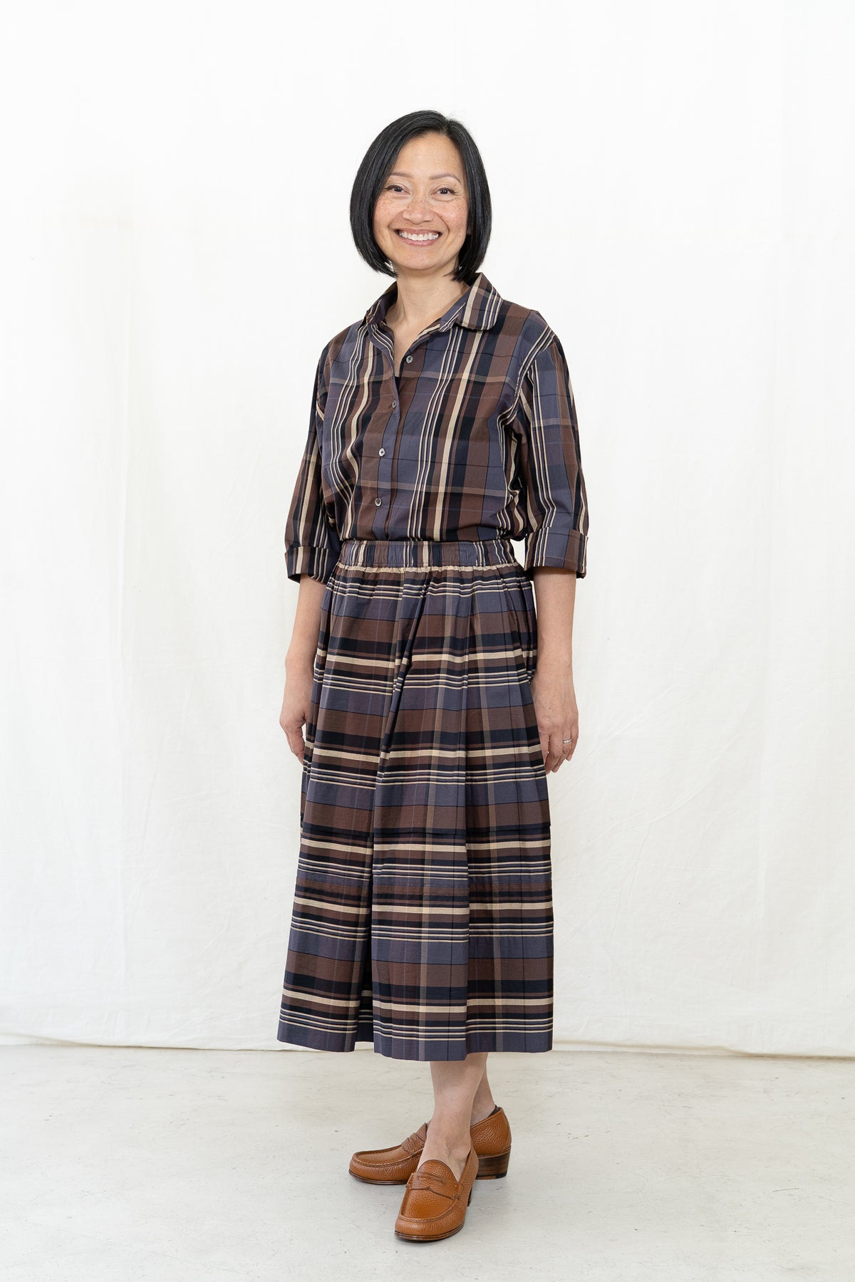 UQNATU Cocoa Madras Belle Skirt w/Tucks