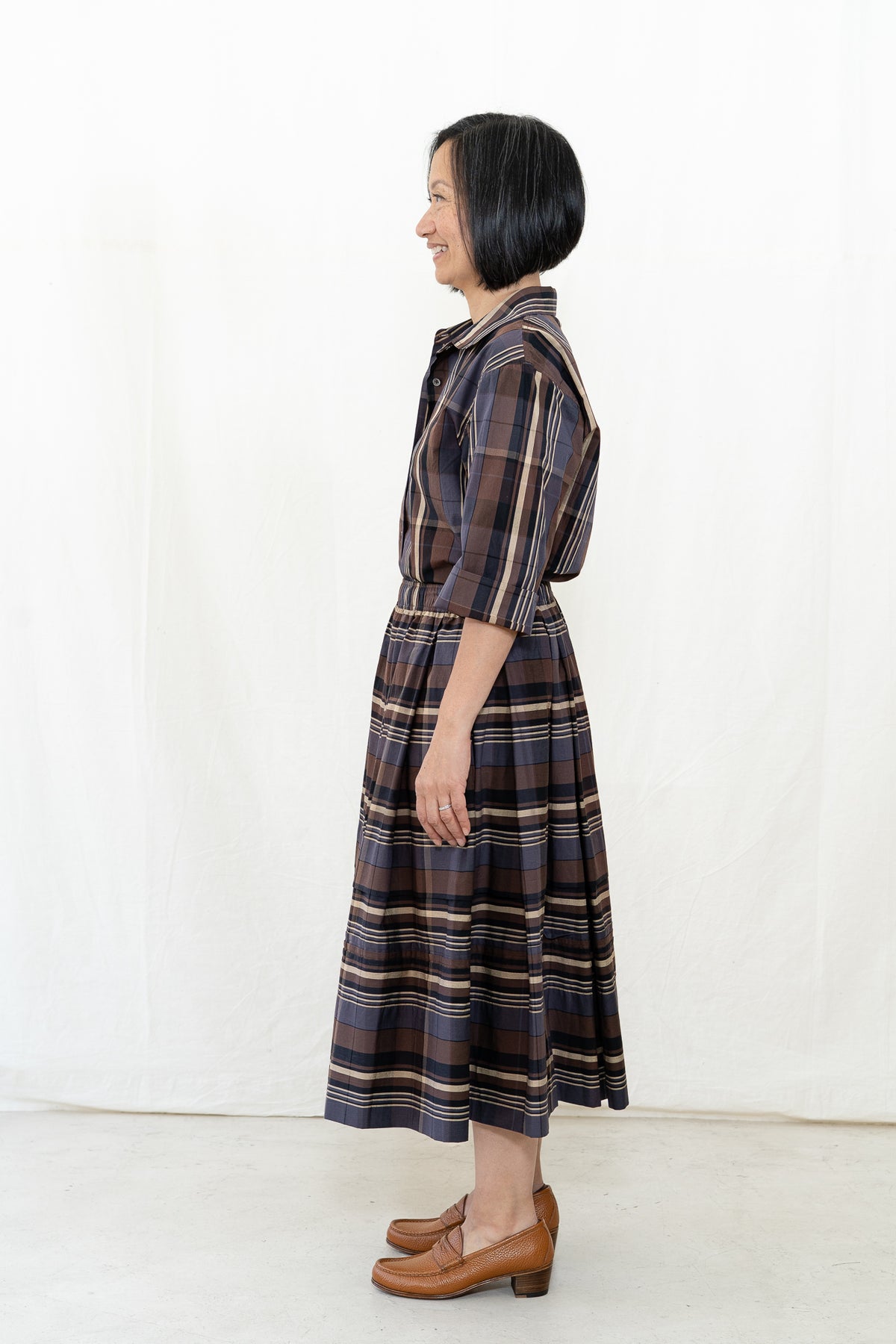 UQNATU Cocoa Madras Belle Skirt w/Tucks