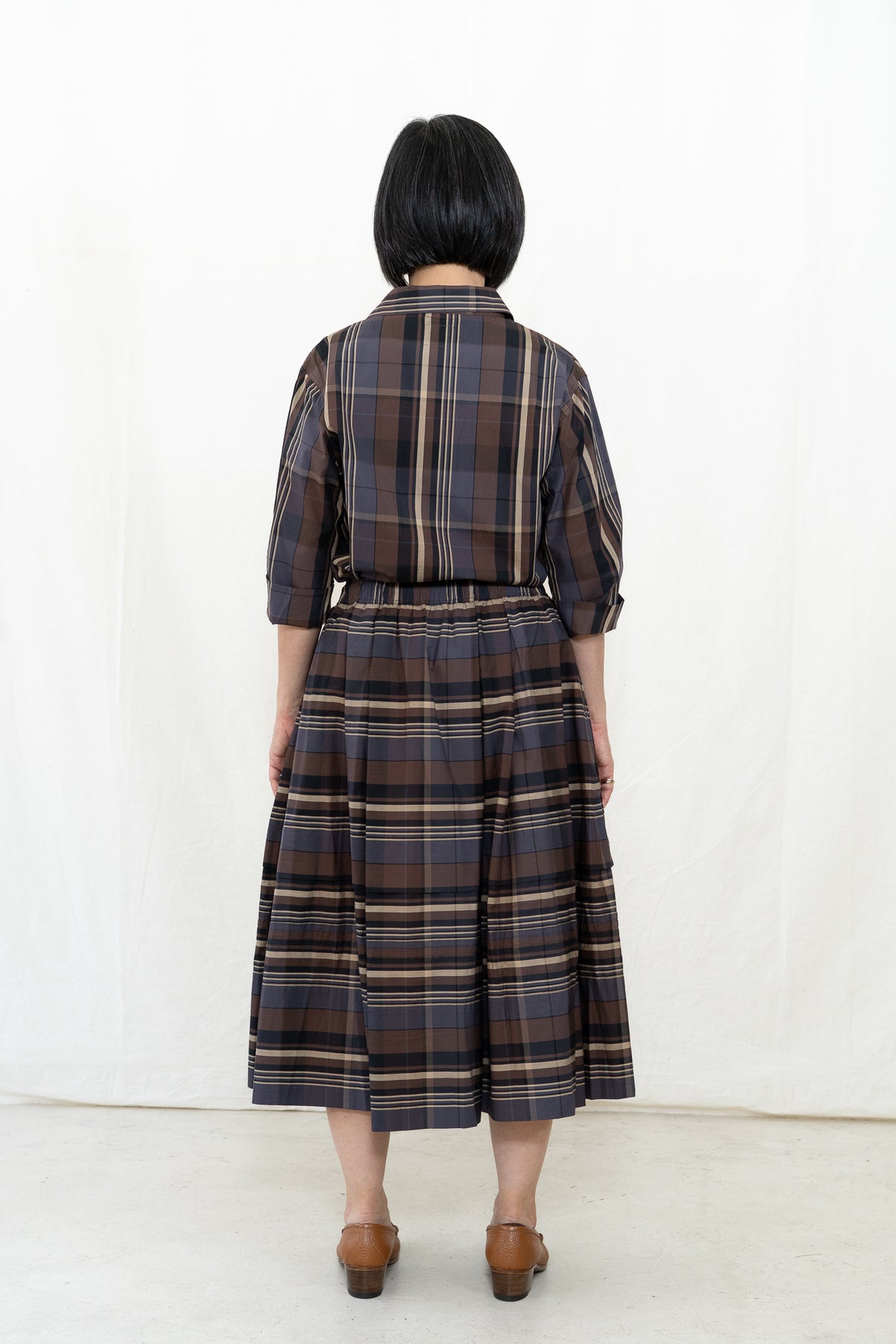 UQNATU Cocoa Madras Belle Skirt w/Tucks