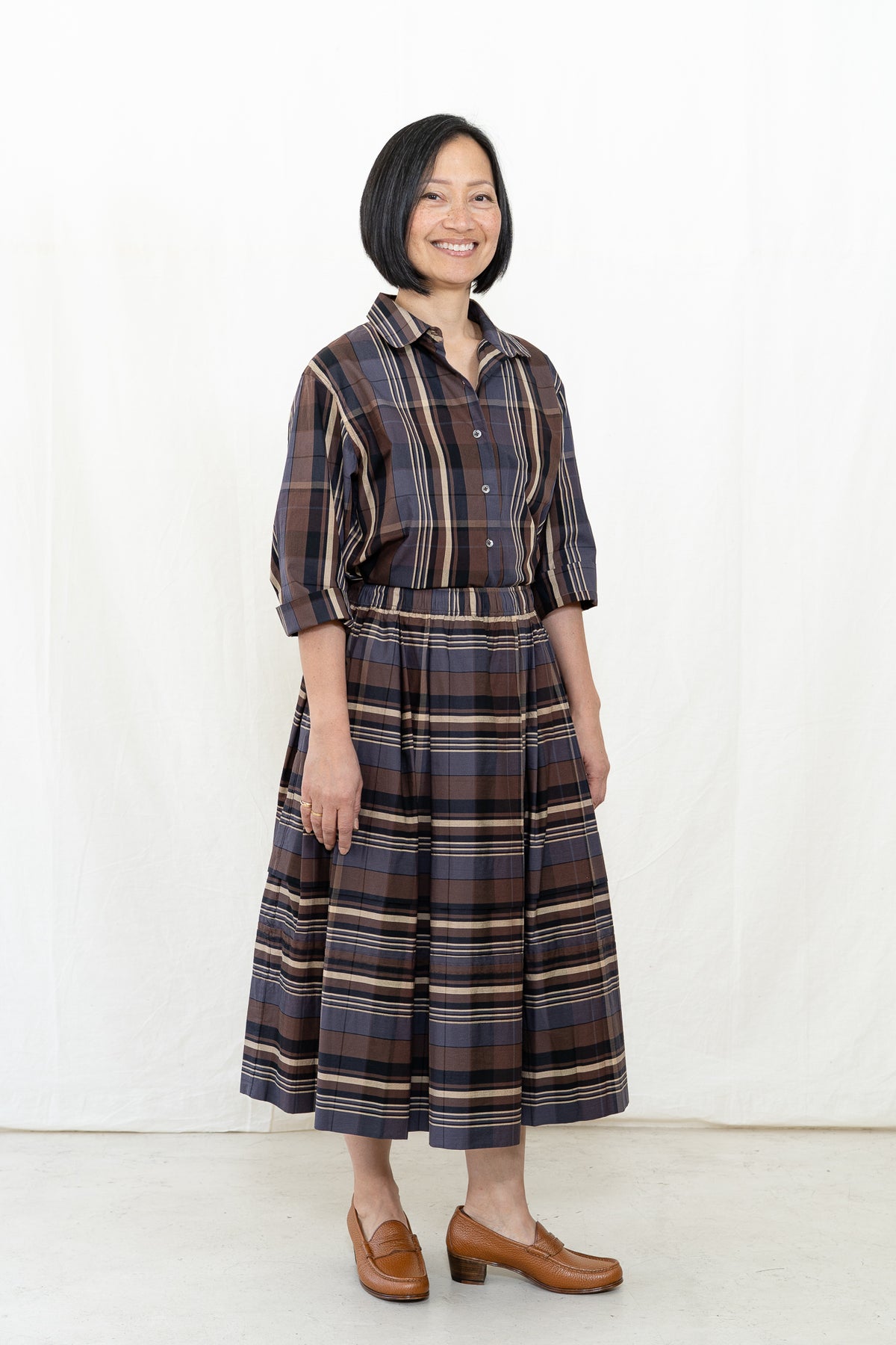 UQNATU Cocoa Madras Belle Skirt w/Tucks