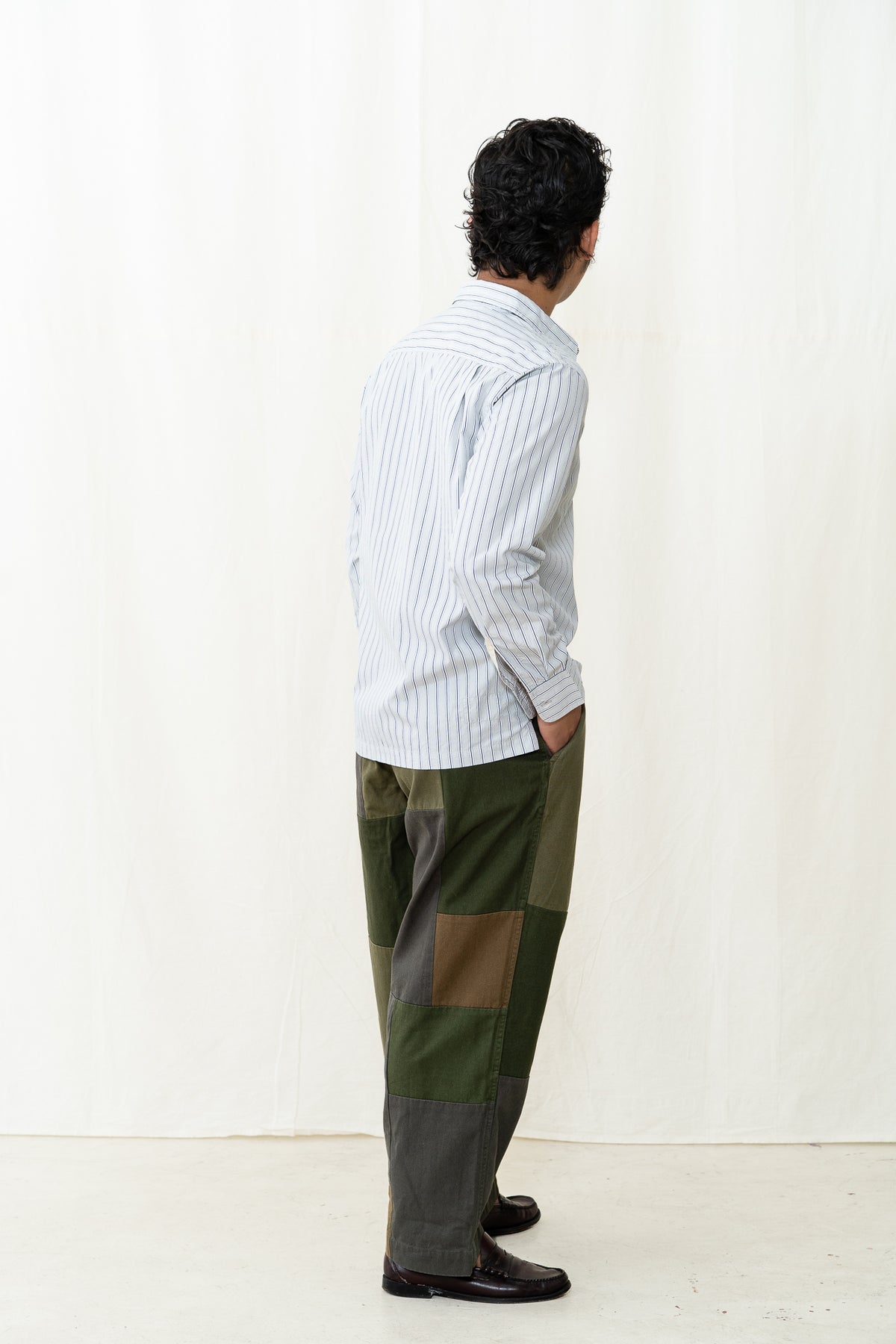 Universal Works Lucky Shirt in Grey Stripe