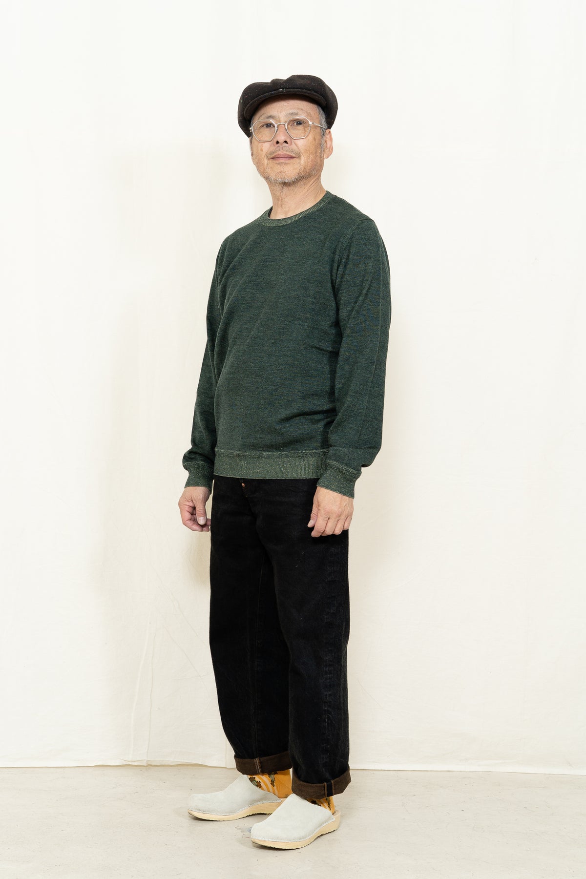 Casa Isaac ART. CC29 L/S Crewneck in Green Sage